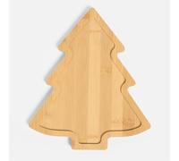 OHS Christmas Tree Board Wooden Plate Christmas Decorations Bamboo Plate Xmas Tree Shape Non-Slip Reusable Eco-Friendly Serving Board for Snacks Appetisers & Festive Treats Holiday Tableware, Natural