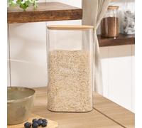 OHS Clear Oval Storage Tub with Lid Pasta Dry Food Container Bamboo in Natural OHS Natural