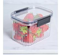 OHS Clip Lock Food Container Small, BPA Free Ribbed Plastic Food Storage Container 680ml Airtight Stackable Meal Prep Containers with Lid Kitchen Storage for Cereals Spices Snacks, Clear