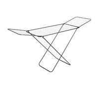 OHS Clothes Drying Rack 18m Stainless Steel, Foldable Clothes Airer Space Saving Clothes Horse with Height-Adjustable Wings Rust Resistant Free Standing Drying Rack Indoor and Outdoor Use, Black