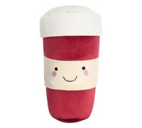 OHS Coffee Cup Shaped Throw Pillow, Matte Velvet Decorative Novelty Cushions Stuffed Christmas Cushion Plush Pillow for Bed Sofa Cute Room Decor Gifts for Coffee Lovers, Burgundy - 25 x 34cm