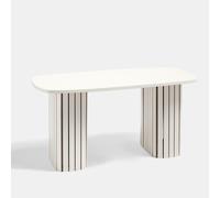 OHS Coffee Table Long Ribbed Living Room Office End Table Bedroom in Cream OHS Cream