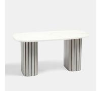 OHS Coffee Table Long Ribbed Living Room Office End Table Bedroom in White OHS White