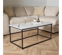 OHS Coffee Table Marble Bedside End Living Room Metal Frame Home Decor in White OHS White