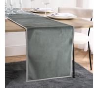 OHS Coffee Table Runner, Decorative Table Runners for Dining Table Stylish Piped Trim Design Dining Room Kitchen Decoration Centrepiece Runner, Charcoal/Silver - 35 x 230cm