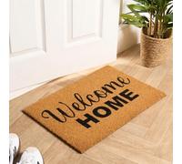 OHS Coir Door Mat Welcome Hello Print, Non-Slippery Heavy Duty Stylish Washable Door Mat Indoor & Outdoor Perfect Dirt Trapping Doormats, Brown - 40 x 60cm