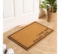 OHS Coir Door Mats Indoor & Outdoor Hope You Bought Wine Print, Stylish Durable Dirt Trapping Doormat Non-Slippery Heavy Duty Washable Door Mat, Brown - 40 x 60cm