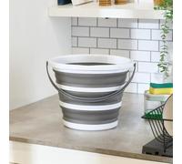 OHS Collapsible Bucket, Foldable Silicone Water Bucket for Car Wash Outdoor Camping Travelling & Fishing Space Saving Round Mob Buckets for Cleaning Home, Grey/White