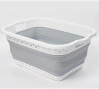 OHS Collapsible Laundry Basket Folding Washing Clothes Storage in Grey OHS Grey