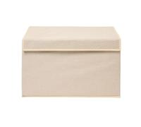OHS Collapsible Storage Box with Lid, Large Fabric Storage Box - Natural | Wardrobe Storage Closet Toy Organiser Bin with Handles Foldable Storage Basket Container for Clothes Book Shelf Office
