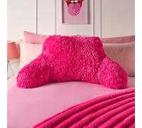 OHS Comfy Reading Pillow Fluffy Hot Pink, Cuddle Cushion for Adults Super Soft Relaxing Long Hair Fleece Gaming Cushion with Arms Backrest Pillow Relaxing, 60 x 45 x 40cm