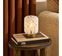 OHS Confetti Ambient Battery Lamp Glass Lamp Bedside Light, White | No Wires or Sockets Needed Warm Ambient Glow Glass and Metal Build Cordless Table Lighting Soft Bedroom Lighting Touch Lights