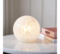 OHS Confetti Sphere Glass Lamp Battery Lights Indoor Cordless Lamp, White | No Wires or Sockets Needed Warm Ambient Glow Glass and Metal Build Cordless Table Lighting Battery Powered Convenience