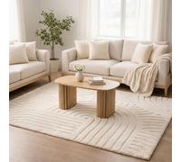 OHS Contemporary Tufted Arches Rug Floor Carpet Non Slip Area Mat in Stone | Size: 120 cm x 170 cm OHS Stone 120 cm x 170 cm