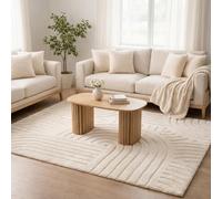 Ohs Contemporary Tufted Arches Rug Floor Carpet Non Slip Area Mat - Stone