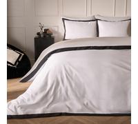 OHS Contrast Border Microfibre Bedding Set Duvet Cover with Pillowcase in Black | Size: Double OHS Black Double