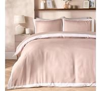 OHS Contrast Border Microfibre Bedding Set Duvet Cover with Pillowcase in Natural | Size: Double OHS Natural Double