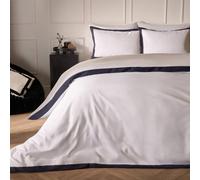 OHS Contrast Border Microfibre Bedding Set Duvet Cover with Pillowcase in Navy | Size: Double OHS Navy Double