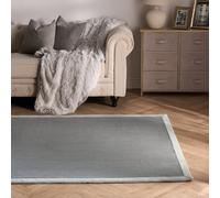 Ohs Contrast Border Non Slip Tufted Hallway Runner Rug Floor Carpet, Grey - 120 X 170 Cm
