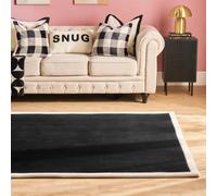 OHS Contrast Border Non Slip Tufted Hallway Runner Rug Floor Carpet in Black | Size: 66 cm x 200 cm OHS Black 66 cm x 200 cm