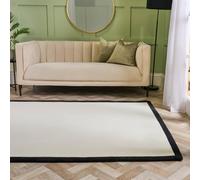 OHS Contrast Border Non Slip Tufted Hallway Runner Rug Floor Carpet in Cream | Size: 80 cm x 150 cm OHS Cream 80 cm x 150 cm