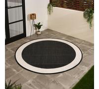 Ohs Contrast Border Reversible Round Outdoor Garden Rug Waterproof Mat