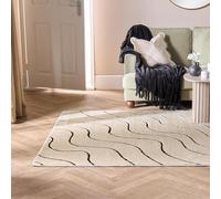 OHS Contrast Wave Tufted Rugs Living Room 120 x 170, Soft Fluffy Rugs for Bedroom Home Decorative Modern Bedroom Rug Medium Non Slip Non Shedding Low Pile Carpet, Monochrome