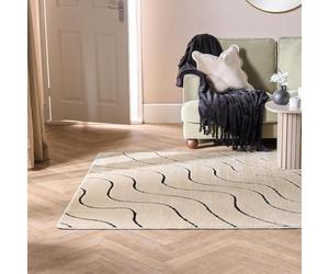 OHS Contrast Wave Tufted Rugs Living Room 120 x 170, Soft Fluffy Rugs for Bedroom Home Decorative Modern Bedroom Rug Medium Non Slip Non Shedding Low Pile Carpet, Monochrome