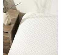 OHS Cooling Mattress Protector Soft Elasticated Fitted Sheet Bed, White - Double