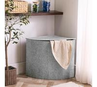 OHS Corner Laundry Basket with Lid Grey, Foldable Clothes Hampers for Laundries Freestanding Corner Laundry Hamper Washing Basket for Bedroom Bathroom, 55 x 49 x 39cm