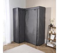 OHS Corner Wardrobe Fabric Clothing Hanging Rail Bedroom Organiser 2 Door Home Decor