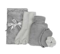 Ohs Cosy Fleece Gift Set Womens Christmas Winter Hot Water Bottle 5Pc - Grey