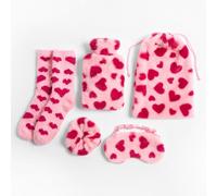 Ohs Cosy Fleece Gift Set Womens Christmas Winter Hot Water Bottle 5Pc - Pink