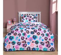 OHS Single Duvet 10.5 Tog, Kids Coverless Duvet Soft Warm Microfibre Fabric Pink Leopard Print Design All Season Comfort Washable Single Bed Duvets with Pillowcase