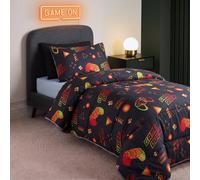OHS Coverless 10.5 Tog Gaming Duvet Pillowcase Quilt Soft Warm Bedding Set in Black | Size: Single OHS Black Single