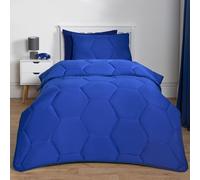 OHS Coverless Duvet 7.5 Tog Pillowcase Quilt Honeycomb Bedding Set, Blue - Single