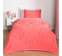 OHS Coverless Duvet 7.5 Tog Single, Summer Duvet Coverless Daisy Quilted Soft Warm Fabric Comfortable Quilted Pattern Washable Single Bed Duvets & Pillowcase, Coral Pink