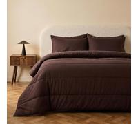 OHS Coverless Duvet Double, 10.5 Tog Double Duvet & Pillowcases - Coffee