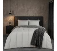 OHS Coverless Duvet Double 10.5 Tog, Reversible Washable Coverless Duvet Summer Winter Soft Warm Camping Blanket Comfy Quilt Bedding Double Duvets with Pillowcases, Grey/Silver