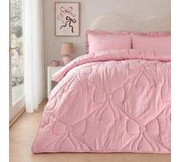 OHS Coverless Duvet Double, 7.5 Tog Lattice Bow Quilted Double Duvet - Pink
