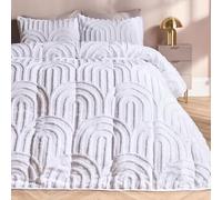 OHS Coverless Duvet Double, 7.5 Tog Tufted Arches Quilted White Bedding Soft Warm Comfortable Coverless Duvet Summer Camping Blanket Washable Quilt Double Duvets with Pillowcases