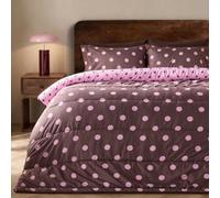 OHS Coverless Duvet Double Polka Dot 10.5 Tog Double Duvet - Brown/Pink | 2 Pillowcases Included Packs Down for Travel or Camping Machine Washable No Separate Cover
