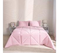 OHS Coverless Duvet Geo Quilted 7.5 Tog Bedding, Blush - Double