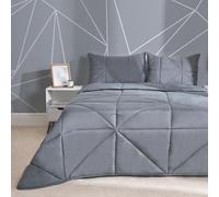 OHS Coverless Duvet Geo Quilted 7.5 Tog Bedding, Grey - Single