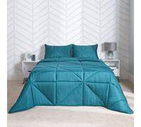 OHS Coverless Duvet Geo Quilted 7.5 TOG Bedding Pillowcase Bed Set in Dark Green | Size: Double OHS Dark Green Double
