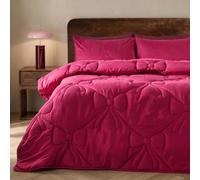 OHS Coverless Duvet King Size, 7.5 Tog Lattice Bow King Size Duvet - Berry | Gifts for Women Soft Warm Microfibre Summer Duvet Comfy Lightweight Quilt with Pillowcases Travel Camping Blanket
