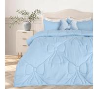 OHS Coverless Duvet King Size 7.5 Tog Lattice Bow King Size Duvet - Blue
