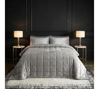 OHS Coverless Duvet King Size Lustre Velvet Bedding 7.5 Tog Quilt, Grey | Reversible Super Soft Cosy Microfibre Autumn Spring Summer Duvet Comfy Lightweight Coverless Duvet with Pillowcases Washable