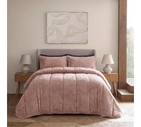 OHS Coverless Duvet King Size Teddy Fleece Bedding 10.5 Tog, Blush Pink | Soft Cosy Winter Warm King Size Duvet Cover with Pillowcases Thermal Fluffy Bedding Coverless Quilt Travel Camping Blanket