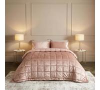 OHS Coverless Duvet Lustre Velvet Bedding Double Duvet 7.5 Tog, Blush Pink | Reversible Super Soft Cosy Microfibre Autumn Spring Summer Duvet Comfy Lightweight Coverless Quilt with Pillowcases Washable